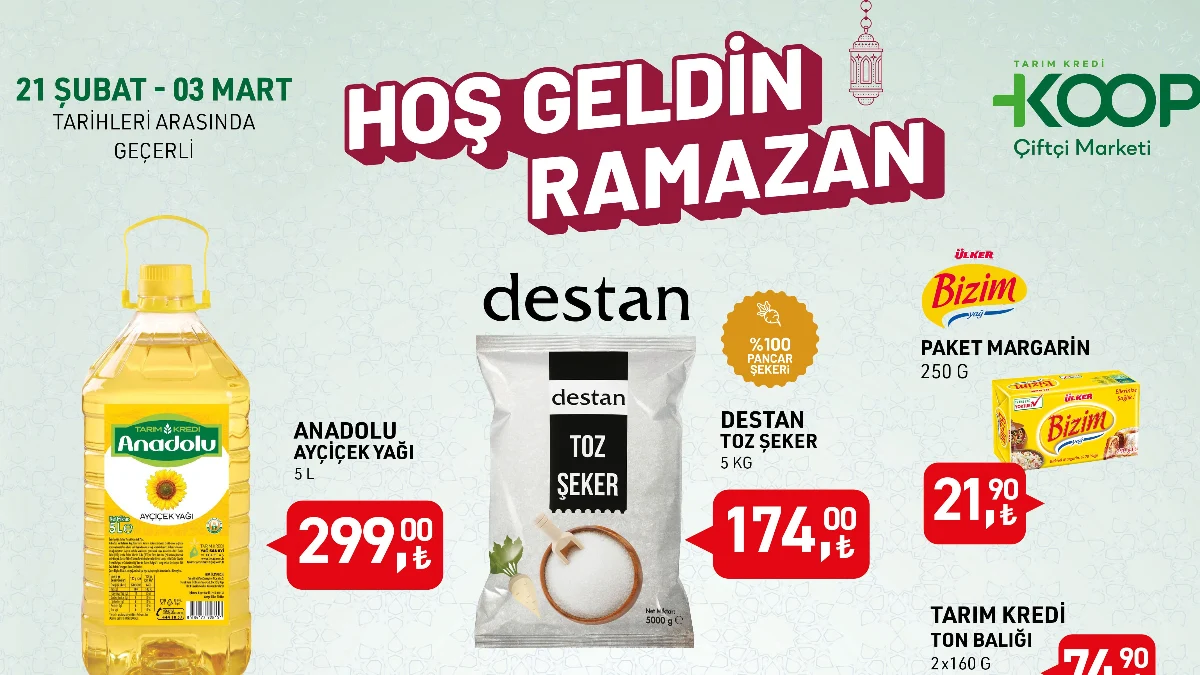 Tarım Kredi marketlerden Ramazan indirimi: Ayçicek yağı, kaşar, şeker, çay…